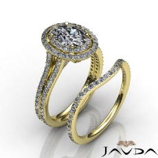 Double Halo Bridal Set diamond Ring 14k Gold Yellow