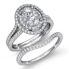 Double Halo Bridal Set diamond  18k Gold White
