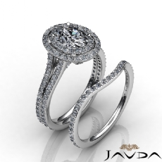 Double Halo Bridal Set diamond Ring 14k Gold White