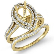 Diamond Engagement Ring Semi Mount Bridal Set 18k Gold Yellow Wedding Band (2.2Ct. tw.)