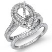 2.2Ct Diamond Engagement Ring Semi Mount Bridal Set 14k White Gold Wedding Band - javda.com 