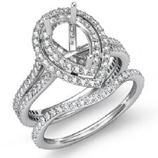 2.2Ct Diamond Engagement Ring Semi Mount Bridal Set 14K White Gold Wedding Band