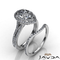Gala Halo Pave Bridal Set diamond Ring 14k Gold White