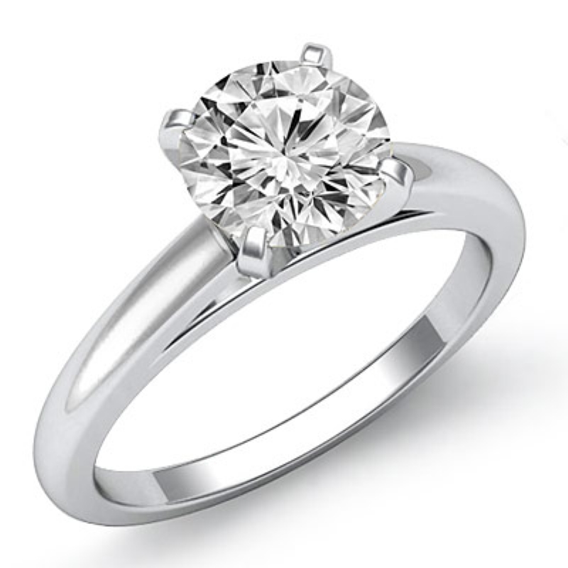 Cathedral Solitaire Round Diamond Engagement Ring 14k White Gold 1ctw