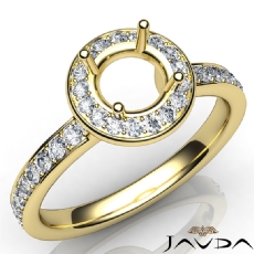 Diamond Engagement Halo Pave Setting Round Semi Mount Ring 18k Gold Yellow  (0.45Ct. tw.)