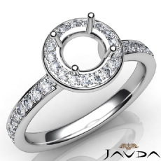 Diamond Engagement Halo Pave Setting Round Semi Mount Ring 14K White Gold 0.45Ct