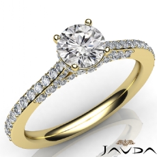 Circa Halo Pave Side Stone diamond Ring 18k Gold Yellow