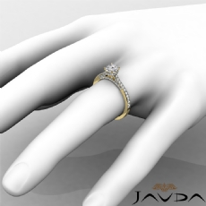 Circa Halo Pave Side Stone diamond Ring 14k Gold Yellow
