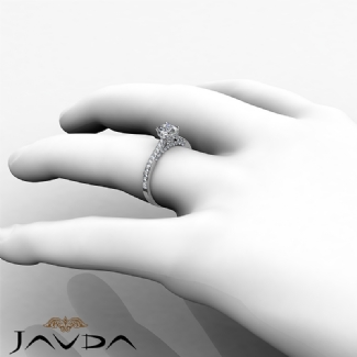 Diamond Engagement Pave Setting Gold W18k Round Cut Semi Mount Ring 0.65Ct