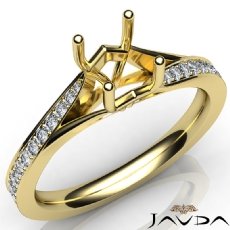 Pave Setting Diamond Engagement Round Cut Semi Mount Ring 14k Gold Yellow  (0.35Ct. tw.)
