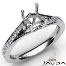 Pave Setting Diamond Engagement Round Cut Semi Mount Ring 14K White Gold 0.35Ct