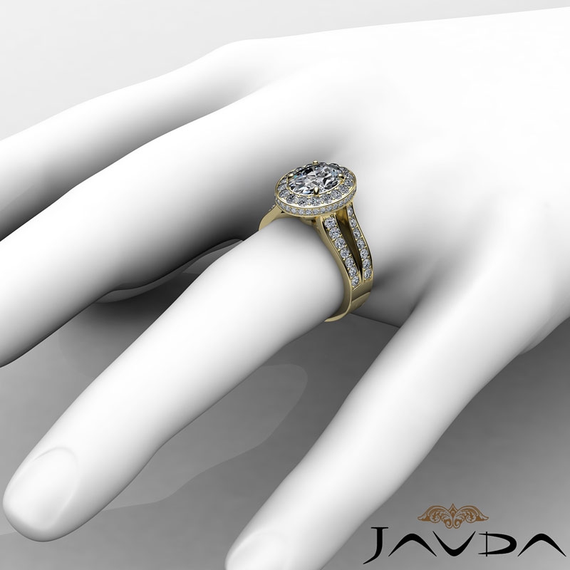 Circa Halo Split-Shank Pave diamond Ring 18k Gold Yellow