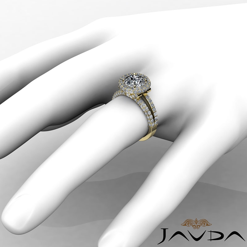 Split-Shank Pave Circa Halo diamond Ring 14k Gold Yellow