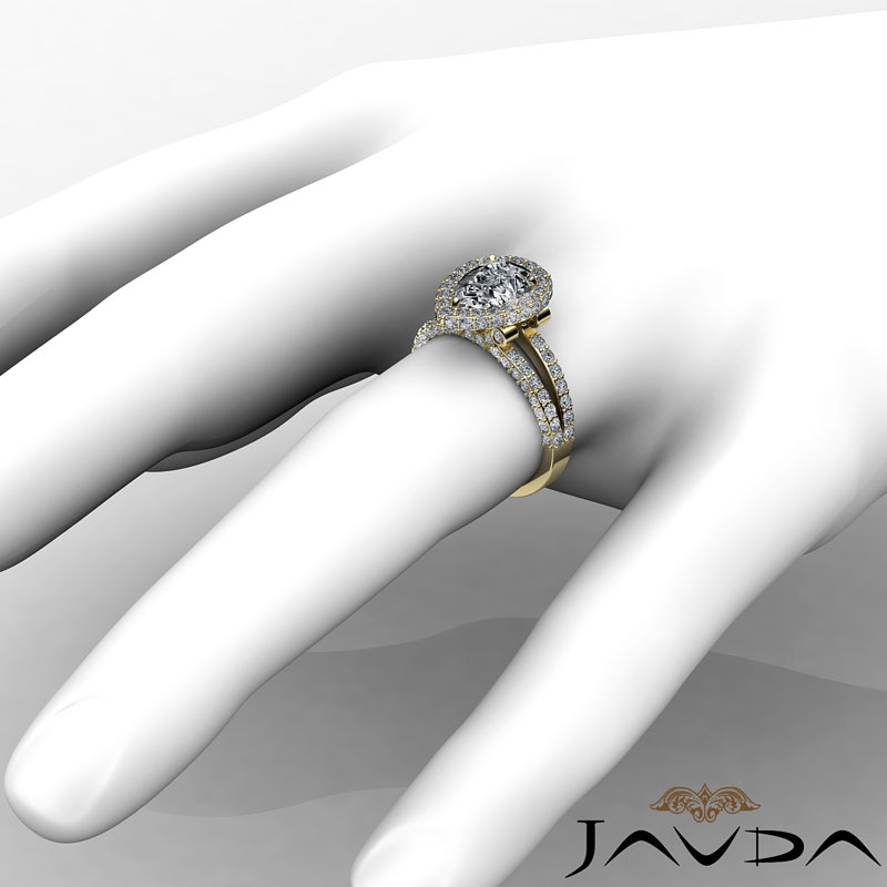 Split-Shank Pave Circa Halo diamond Ring 14k Gold Yellow