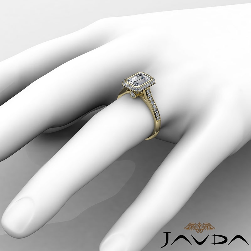 Bezel Set Halo Side Stone diamond Ring 14k Gold Yellow