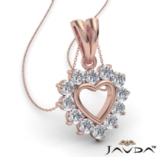 Open Heart Double Bail Pendant Necklace 18k Rose Gold  Round Diamonds (0.4Ct. tw.)