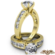 Channel Set Shank diamond Ring 14k Gold Yellow