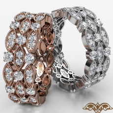 3 Row Milgrain Round Diamond Eternity Women's Wedding Band 14k Rose Gold  (1.1Ct. tw.)