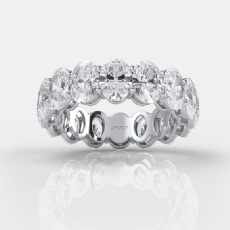 Oval Diamond Engagement Women Wedding Eternity Ring 14k White Gold 7.8 Ctw.