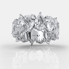 14k White Gold Pear Diamond Engagement Women Wedding Eternity Ring 10.52 Ctw.