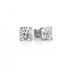 Cushion Lab Diamond Women Studs Earring IGI Certified 14K White Gold 6.02 Ctw.