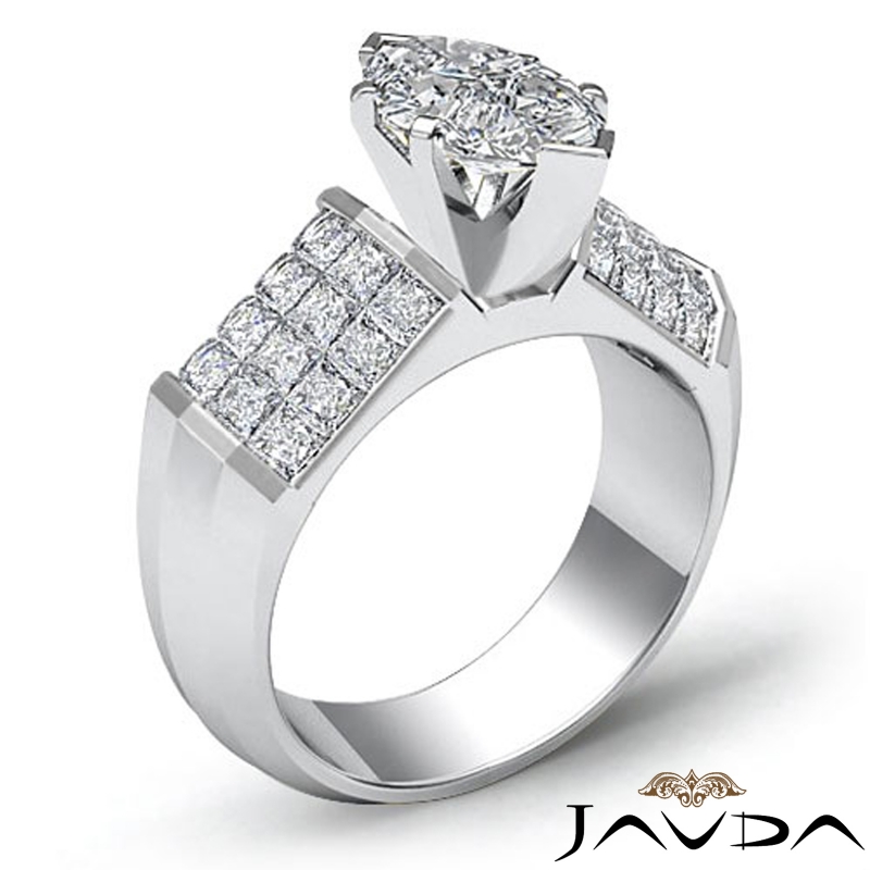 Sidestone Invisible Set diamond Ring 14k Gold White