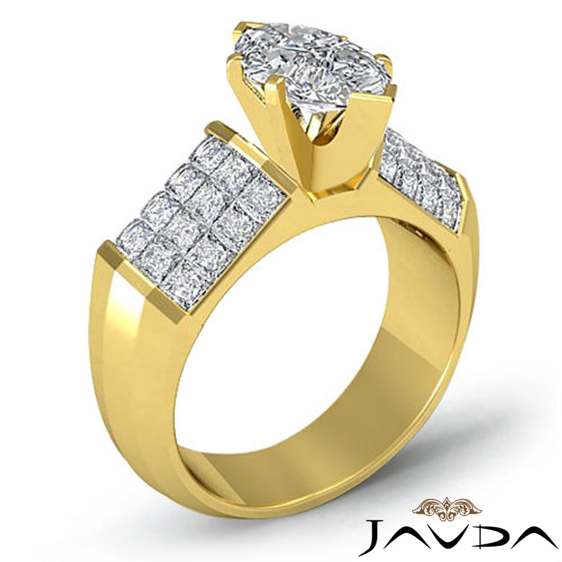 Sidestone Invisible Set diamond Ring 14k Gold Yellow