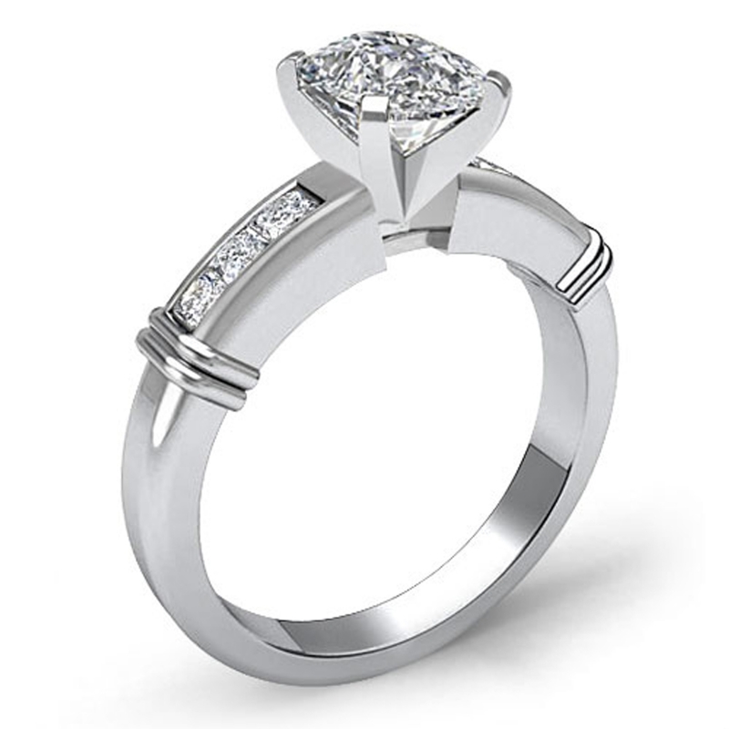 4 Prong Channel Setting diamond Ring 14k Gold White