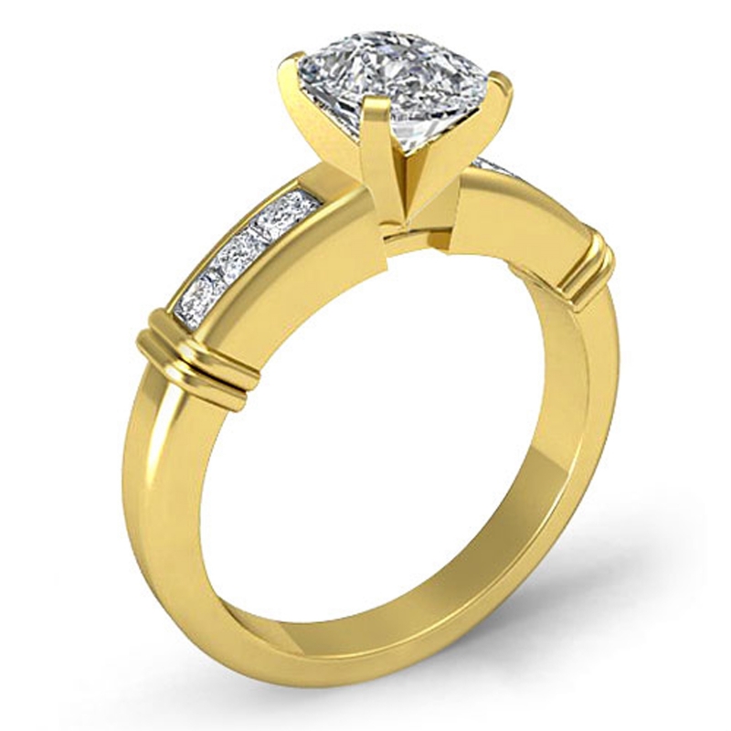 4 Prong Channel Setting diamond Ring 14k Gold Yellow