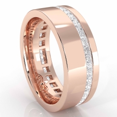 Offset Channel Princess Diamond Eternity Men's Wedding Band 14k W Gold 1.29 Ct (1.29Ct. tw.)