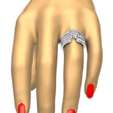 Invisible Set 4 Prong Peg Head diamond Ring 14k Gold White