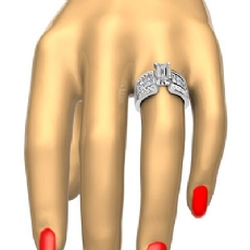 Invisible Set 4 Prong Peg Head diamond Ring 18k Gold White