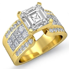 Invisible Set 4 Prong Peg Head diamond Ring 18k Gold Yellow