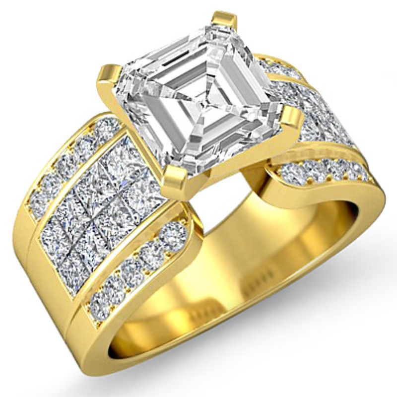 Invisible Set 4 Prong Peg Head diamond Hot Deals 18k Gold Yellow