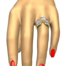 Invisible Set 4 Prong Peg Head diamond Ring 18k Gold Yellow