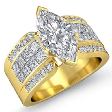 Invisible Set 4 Prong Peg Head diamond Ring 18k Gold Yellow