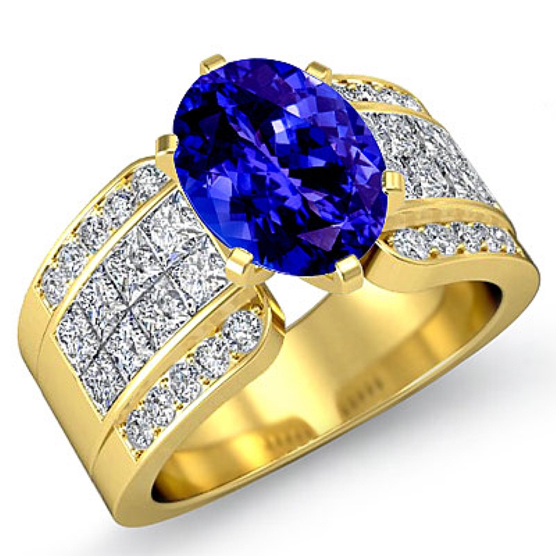 Invisible Set 4 Prong Peg Head Oval diamond engagement Ring in 14k Gold Yellow