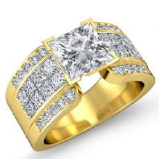 Invisible Set 4 Prong Peg Head diamond Ring 14k Gold Yellow