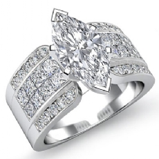 Invisible Set 4 Prong Peg Head diamond Ring Platinum 950