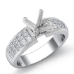 0.86Ct Princess Diamond Women Engagement Ring Invisible 18k White Gold Semi Mount - javda.com 