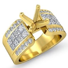 Round & Princess Diamond Engagement Invisible Setting Ring 14k Gold Yellow (1.14Ct. tw.)