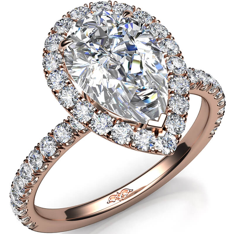 Pear Diamond Engagement Ring 18k Rose Gold 4.5ctw