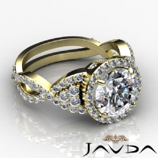 Halo Pave Criss Cross Shank diamond Ring 14k Gold Yellow