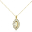 0.63Ct Pave Set Diamond Marquise Solitaire Pendant 18k Yellow Gold - javda.com 