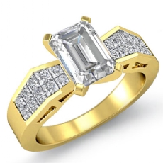 Invisible Classic Side Stone diamond Ring 18k Gold Yellow