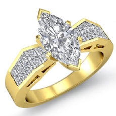Invisible Classic Side Stone diamond Ring 18k Gold Yellow