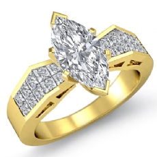 Invisible Classic Side Stone diamond Ring 14k Gold Yellow