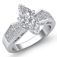 Invisible Classic Side Stone diamond Ring Platinum 950