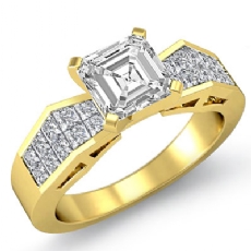 Invisible Classic Side Stone diamond Ring 18k Gold Yellow