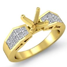 Princess Diamond Women Engagement Ring Invisible 14k Gold Yellow Semi Mount (0.68Ct. tw.)